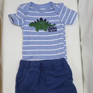 Blue newborn dinosaur onesie w/shorts
 2-piece set